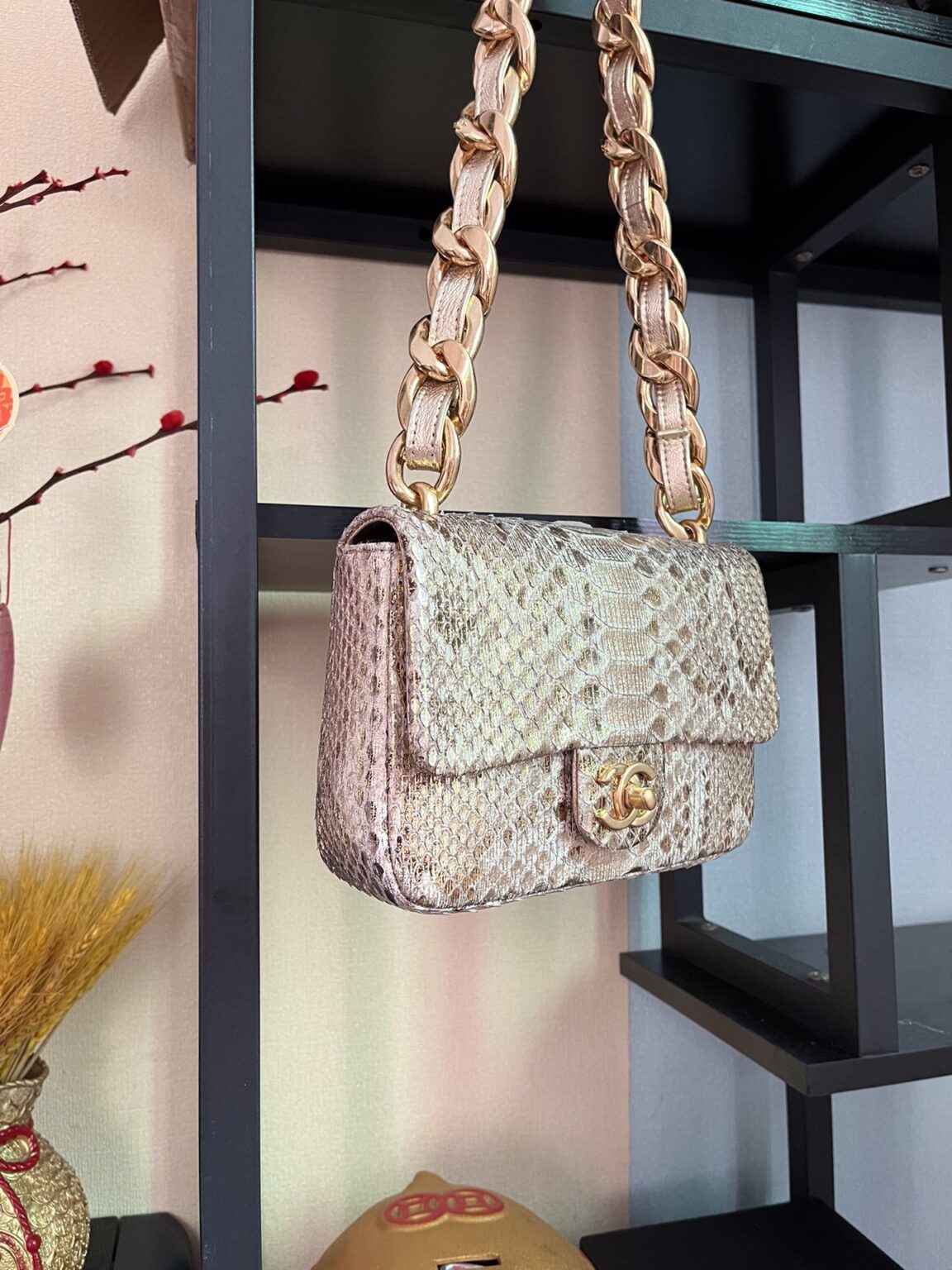 BOLSA CHANEL 2.55 PYTHON FLAP BAG AS3214 - 画像 (9)