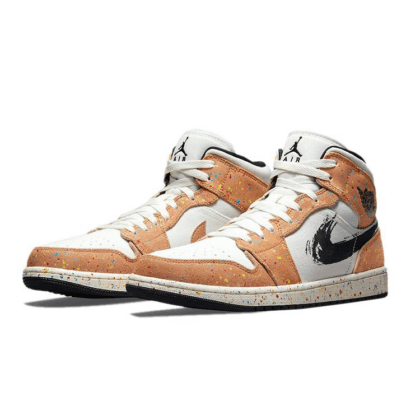 NIKE ナイキ AIR JORDAN 1 MID SE 'BRUSHSTROKE PAINT SPLATTER' エア ジョーダン ワン ミッド スペシャルエディション "ブラシストローク ペイント スプラッター" メンズ スニーカー SAIL/BLACK-CIDER-CHILE RED【海外展開 日本未入荷】