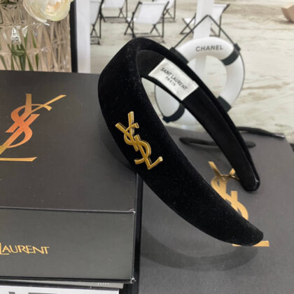 YSL ゴールデンロゴベルベットヘッドバンド SS