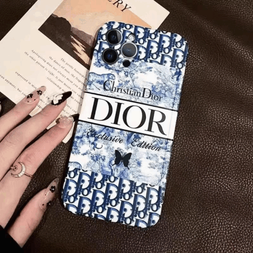 DIOR 青 つや消し 電話ケース zm