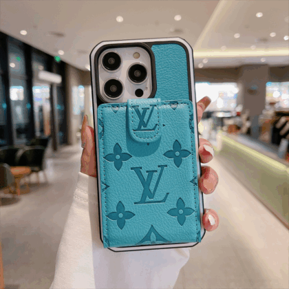 LV Louis Vuitton ブルー エンボス加工 電話ケース zm