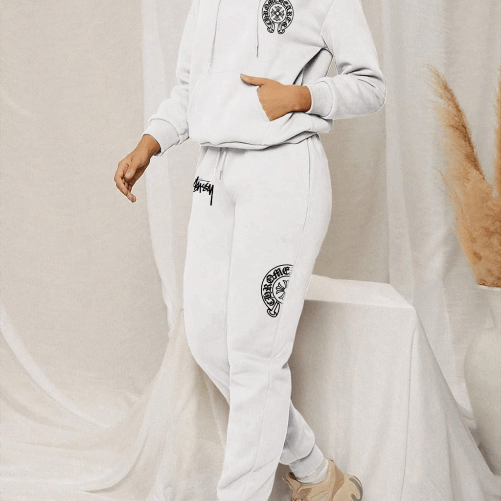【 Chrome Hearts x Stussy 】ストリートスタイル髑髏女性流行ファッションパーカーのスーツです - 画像 (8)