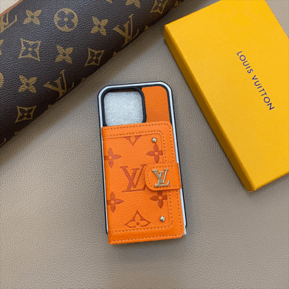 LV Louis Vuitton オレンジ エンボス加工 パスケース携帯 zm