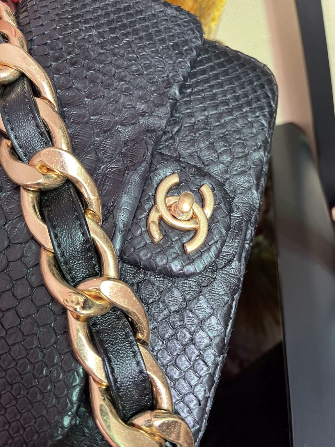 BOLSA CHANEL 2.55 PYTHON FLAP BAG AS3214 - 画像 (6)