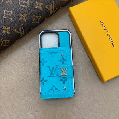 LV Louis Vuitton 青エンボス加工 パスケース携帯 zm