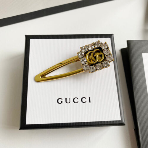 GUCCIダブルGクリスタルダイヤモンドヘアクリップ SS