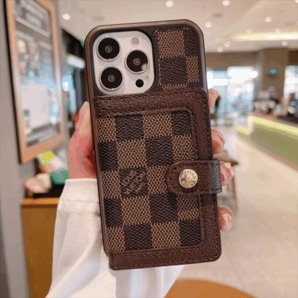LV Louis Vuitton チェック柄 ブラウン パスケース携帯 zm