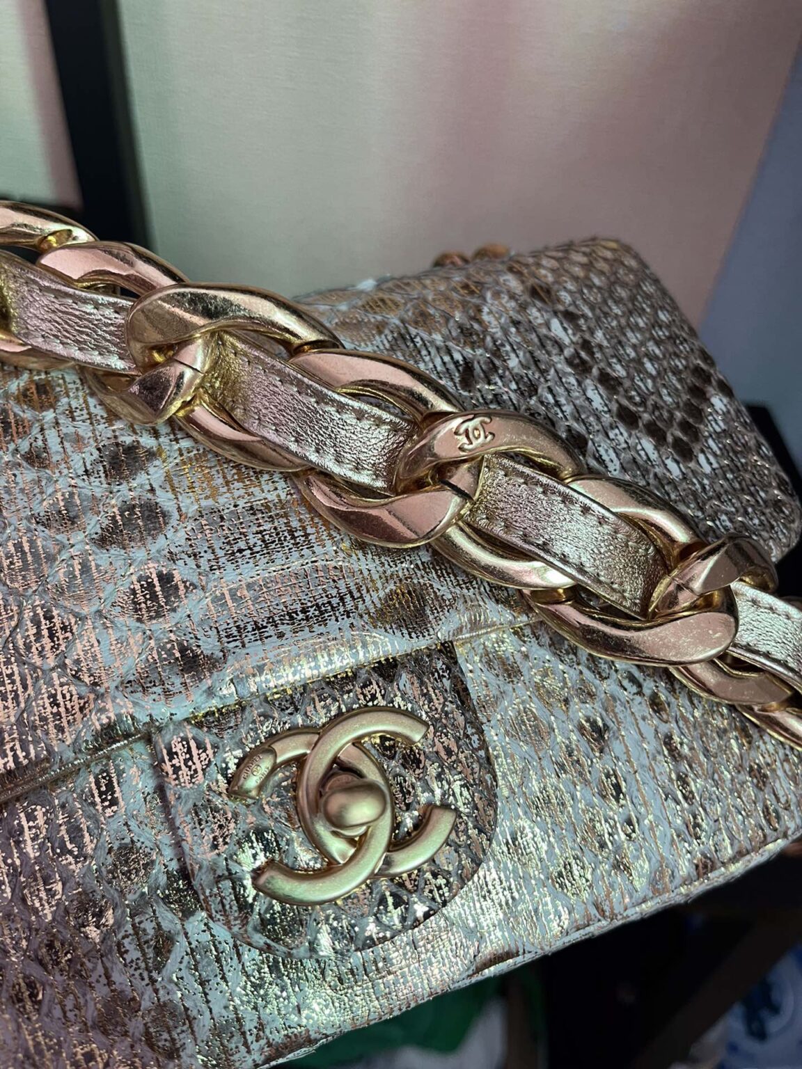 BOLSA CHANEL 2.55 PYTHON FLAP BAG AS3214 - 画像 (6)