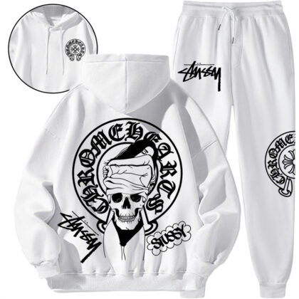 【 Chrome Hearts x Stussy 】ストリートスタイル髑髏女性流行ファッションパーカーのスーツです