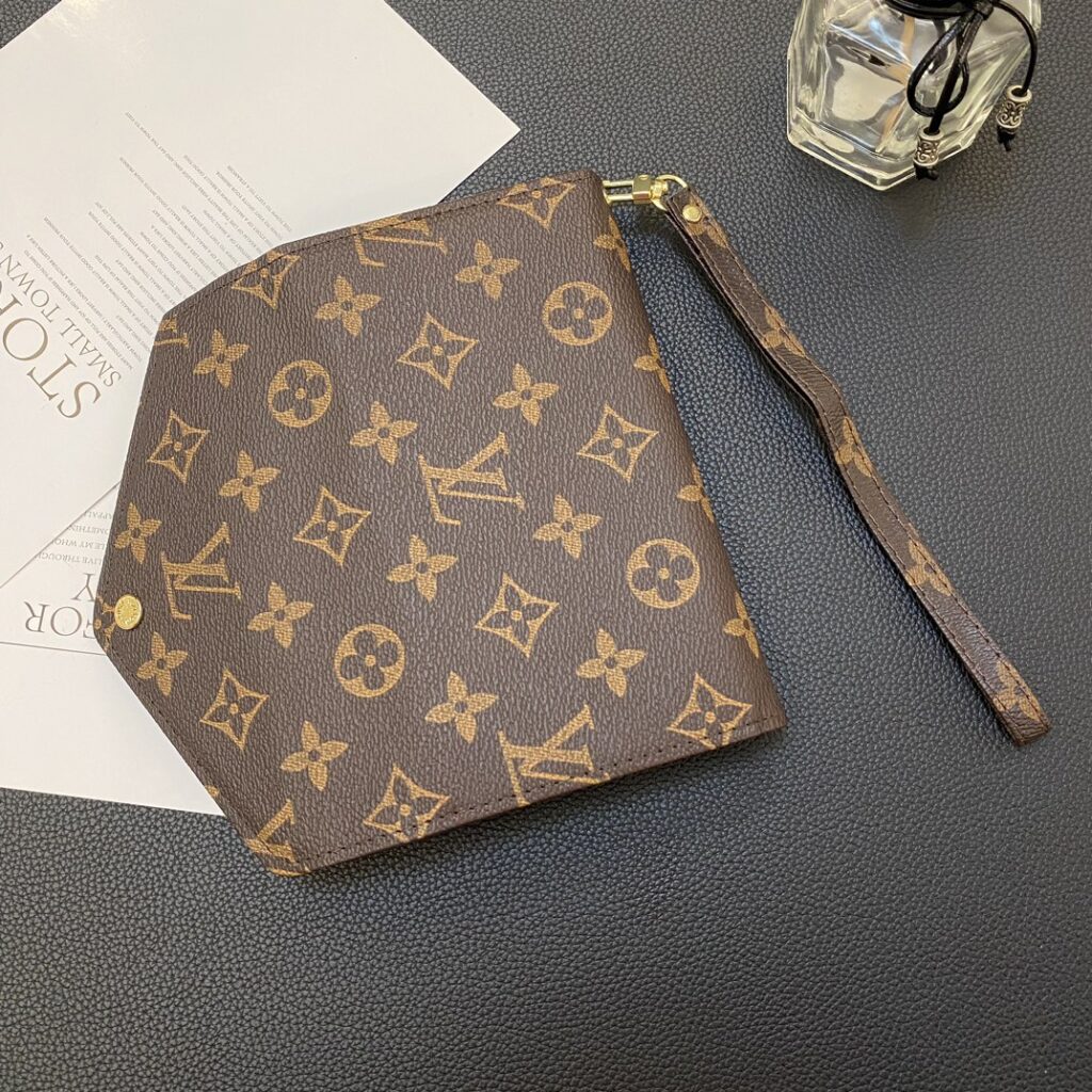 LV Louis Vuitton ブラウン 小柄モノグラム 封筒スタイル 電話ケース zm - 画像 (2)