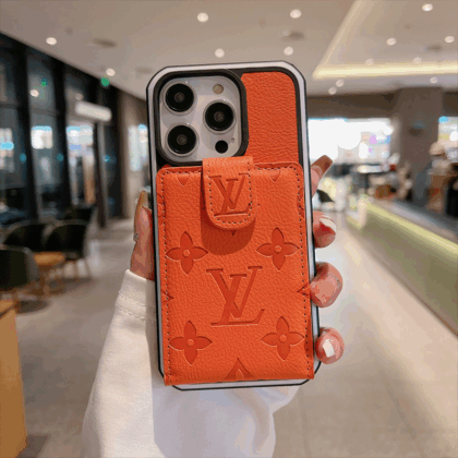 LV Louis Vuitton オレンジ エンボス加工 電話ケース zm