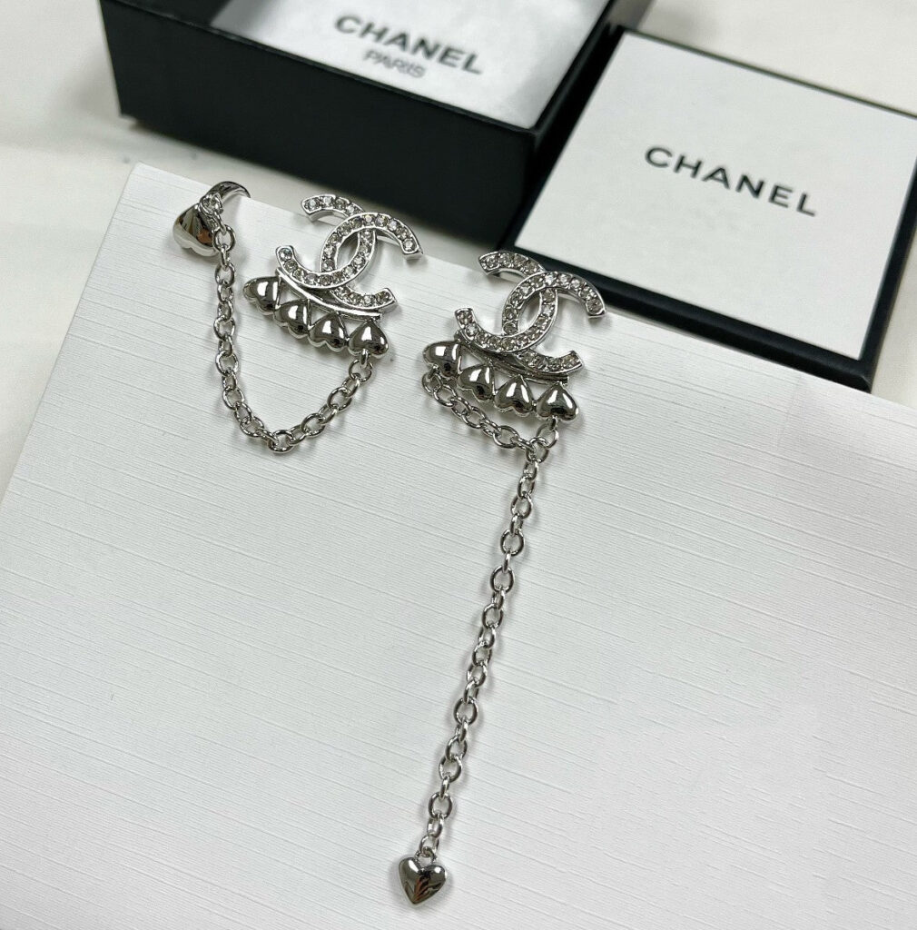 CHANELファッションラインストーンハートネックレス＆イヤリングイヤークリップセット SS - 画像 (6)