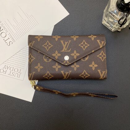 LV Louis Vuitton ブラウン 小柄モノグラム 封筒スタイル 電話ケース zm
