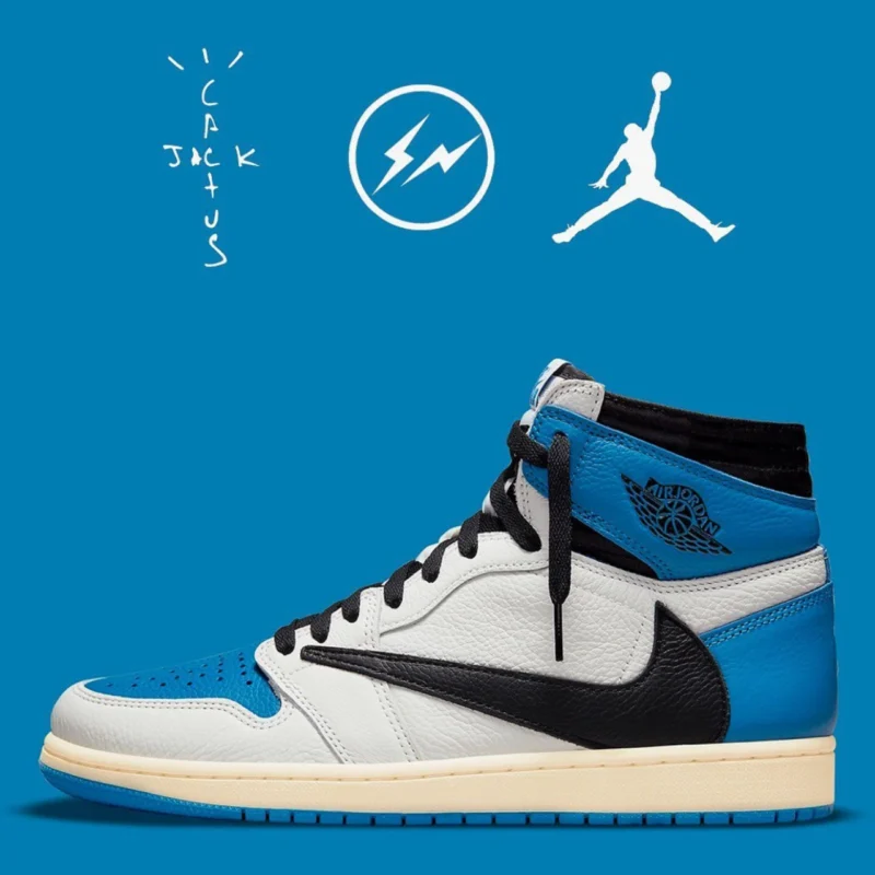 2021フラグメントxトラビススコットxナイキエアジョーダン1ハイOGSP「ミリタリーブルー」TRAVIS SCOTT × FRAGMENT × NIKE AIR JORDAN 1 HIGH "MILITARY BLUE'' - 画像 (2)