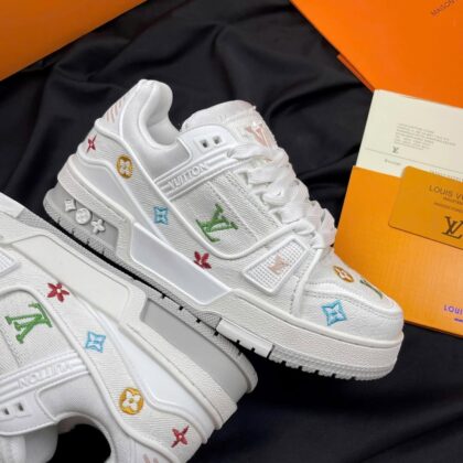 Louis Vuitton Trainer estampado floral bordado Branco