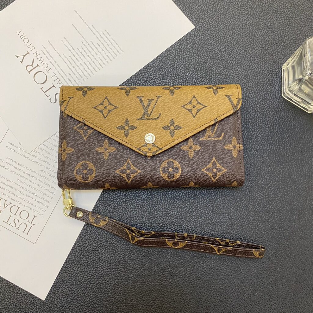 LV Louis Vuitton ブラウン イェロー いろあわせ 封筒スタイル 電話ケース zm