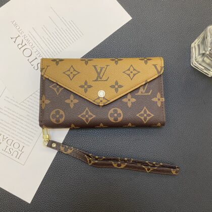 LV Louis Vuitton ブラウン イェロー いろあわせ 封筒スタイル 電話ケース zm