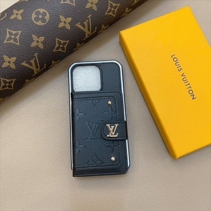 LV Louis Vuitton ブラック エンボス加工 パスケース携帯 zm