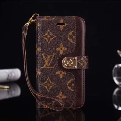LV Louis Vuitton ブラウン 大柄モノグラム きんぞく 電話ケース zm