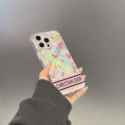 DIOR ピンク 蝶 電話ケース zm