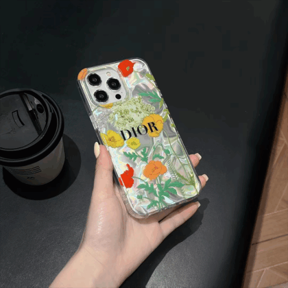 DIOR グリーン 花 電話ケース zm