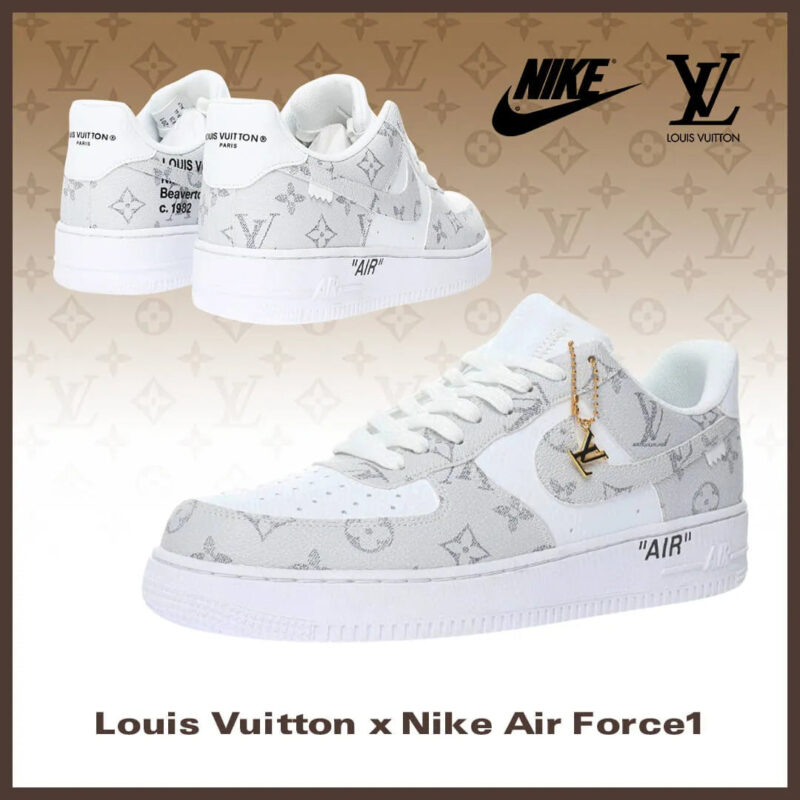 【日本未入荷】♪超入手困難LOUIS VUITTON X NIKE AIR FORCE1 ホワイトグレー【代金引換】 - 画像 (7)