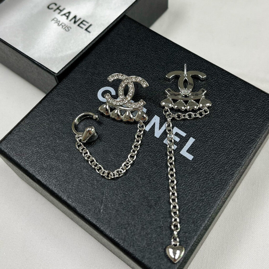 CHANELファッションラインストーンハートネックレス＆イヤリングイヤークリップセット SS - 画像 (7)