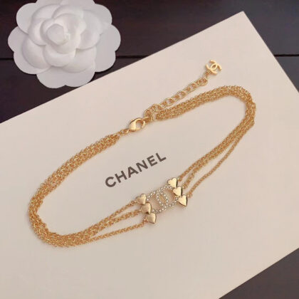 CHANELファッションラインストーンハートネックレス＆イヤリングイヤークリップセット SS