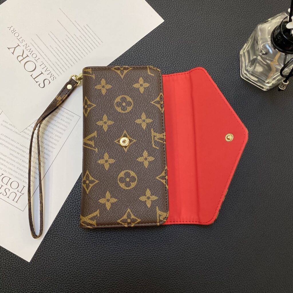 LV Louis Vuitton ブラウン 小柄モノグラム 封筒スタイル 電話ケース zm - 画像 (3)