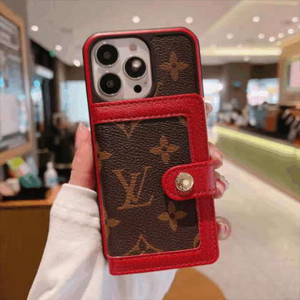 LV Louis Vuitton 大柄 赤 パスケース携帯 zm