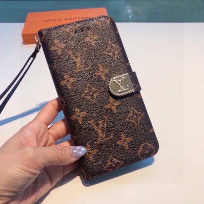 LV Louis Vuitton ブラウン きんぞく 小柄モノグラム 電話ケース zm