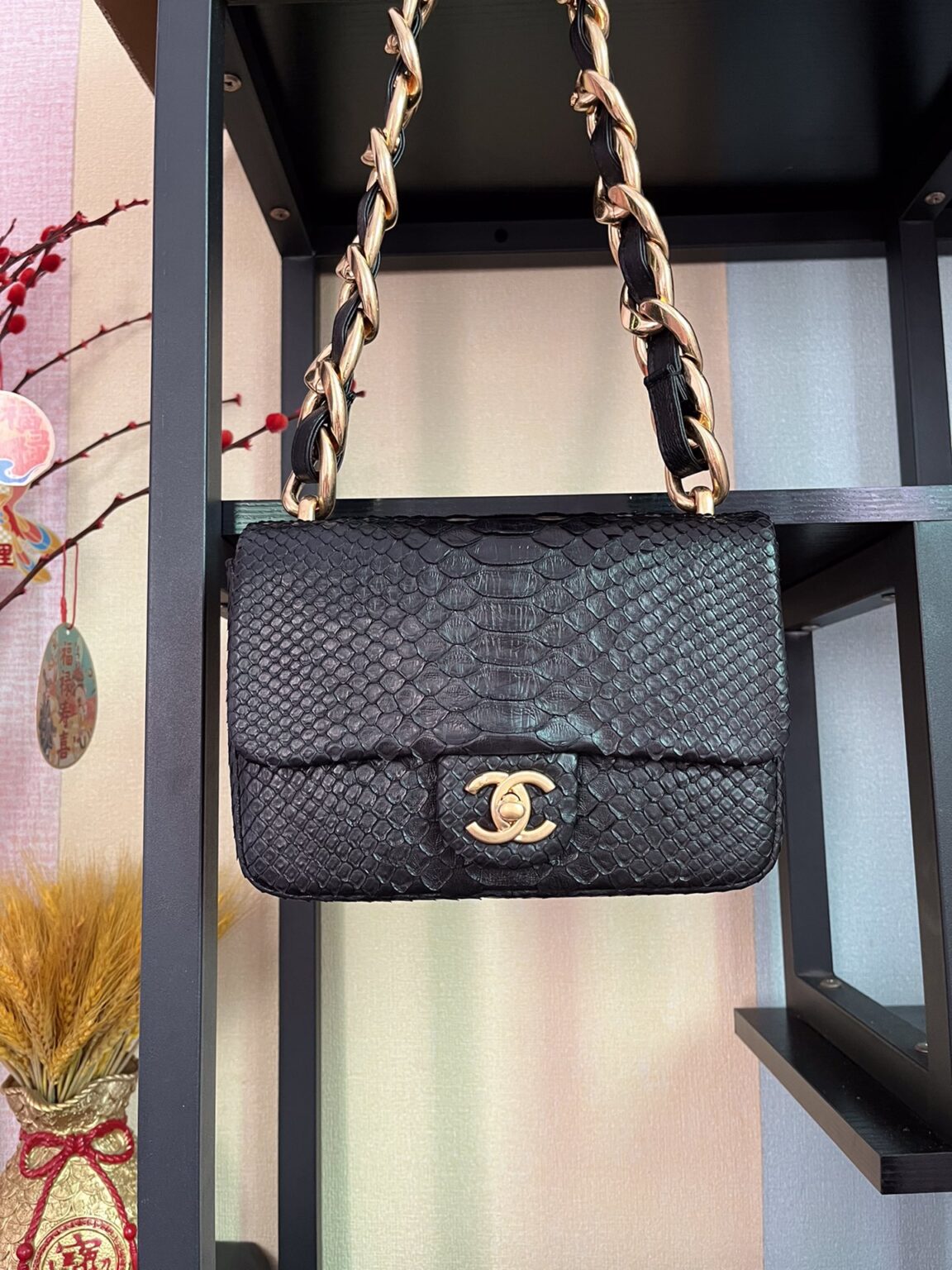 BOLSA CHANEL 2.55 PYTHON FLAP BAG AS3214 - 画像 (10)
