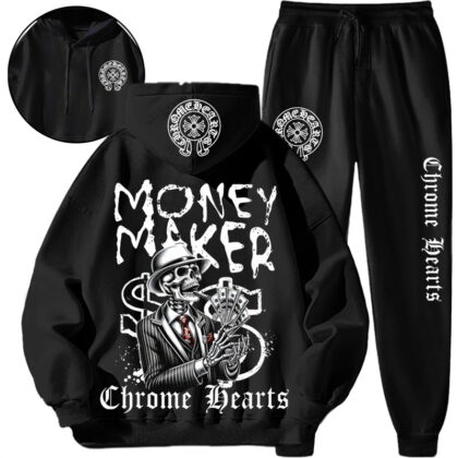 【 Chrome Hearts 】ストリートファッション髑髏風パーカーのセットです