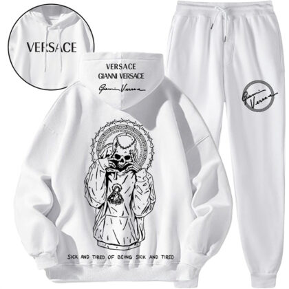 【 Versace 】シンプルなデザインの髑髏パーカーセットです、スタイリッシュでシンプルなデザイン